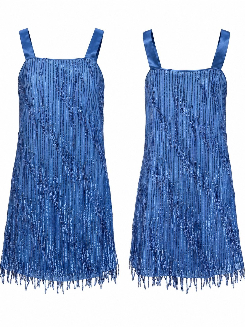 Girls Blue Sequin Fringe Party Dress 10